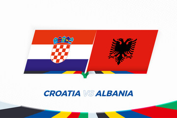 Croatia vs Albania in Football Competition, Group B. Versus icon on Football background. - 792108251
