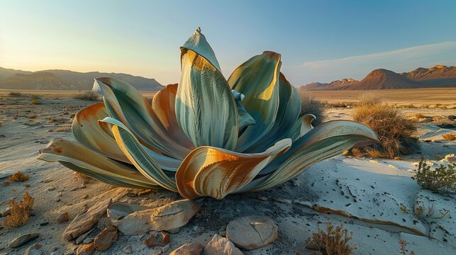 Welwitschia plant in the namib desert, Angola.

