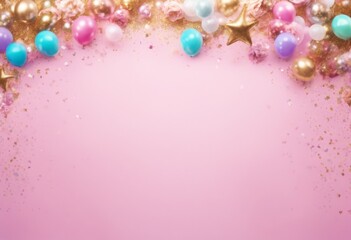 'border mermaid Glitter pony background invitation birthday happy party unicorn banner confetti princess glistering part'