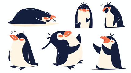 Penguin logo vector template illustration 2d flat c
