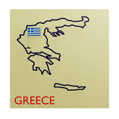 3 D illustration of  Greece country map icon