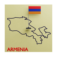 3 D illustration of  Armenia country map icon