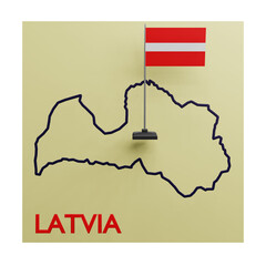 3 D illustration of  Latvia country map icon