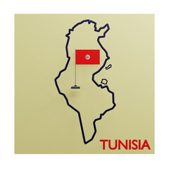 3 D illustration of  Tunisia country map icon