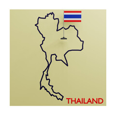 3 D illustration of  Thailand country map icon