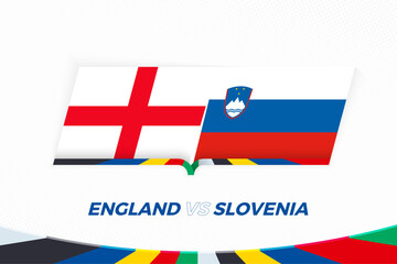 England vs Slovenia in Football Competition, Group C. Versus icon on Football background. - 792109452