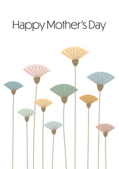 Fototapeta na wymiar Happy Mother’s Day - Schriftzug in englischer Sprache - Alles Gute zum Muttertag. Grußkarte mit Blumen in Pastellfarben.