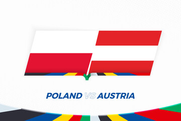 Poland vs Austria in Football Competition, Group D. Versus icon on Football background. - 792109868