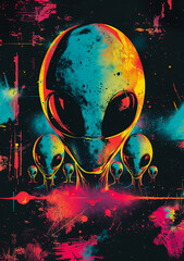 poster représentant des aliens sur fond noir