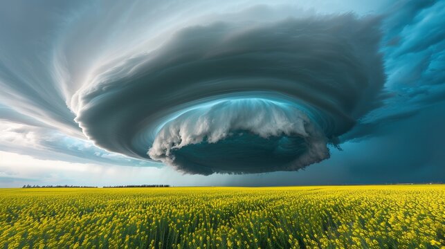 Lightning on a stunning Classic Supercell thunderstorm that was tornadic with a field of bright yellow Canola crops. Taken near the town of Bigger, Saskatoon in Saskatchewan, Canada.

