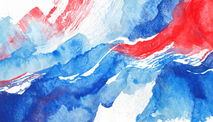 abstract watercolor hand painted background in France color in blue, red and white