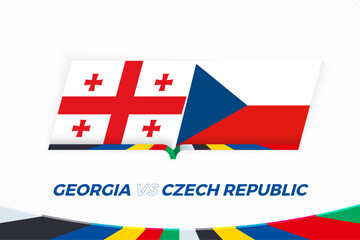 Georgia vs Czech Republic in Football Competition, Group F. Versus icon on Football background. - 792111054