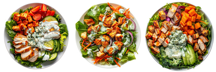 Set of a Buffalo Turkey Salad with Blue Cheese on A ,transparent background