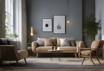style sofa rendering 3D interior Scandinavian Mock