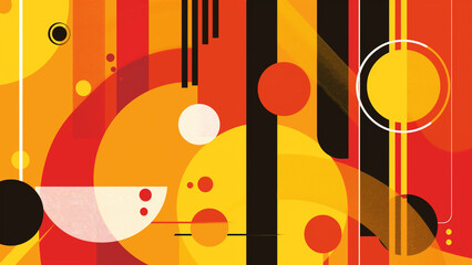 Colorful Canvas: Abstract Flat Design in Reds, Yellows, and Oranges