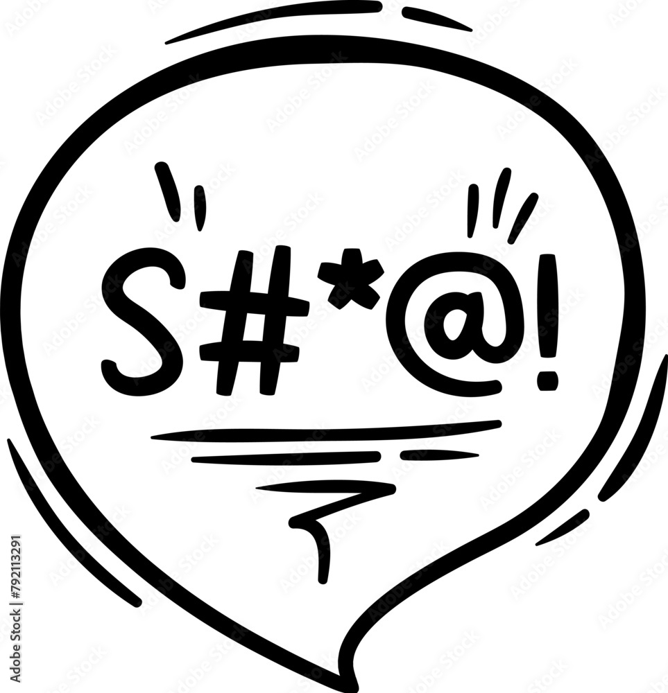 Poster comic swear speech bubble with bad curse for angry word talk, cartoon vector. anger swear of expleti