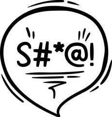 Comic swear speech bubble with bad curse for angry word talk, cartoon vector. Anger swear of expletive message in cloud for hate emoji or rude language shout and swear text speech bubble