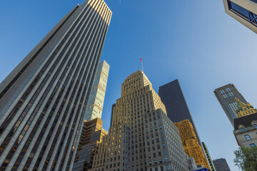 Beautiful view of the towering skyline in New York City, showcasing a mix of modern and classic...