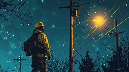 Greeting Card and Banner Design for Social Media or Educational Purpose of National Lineman Appreciation Day Background