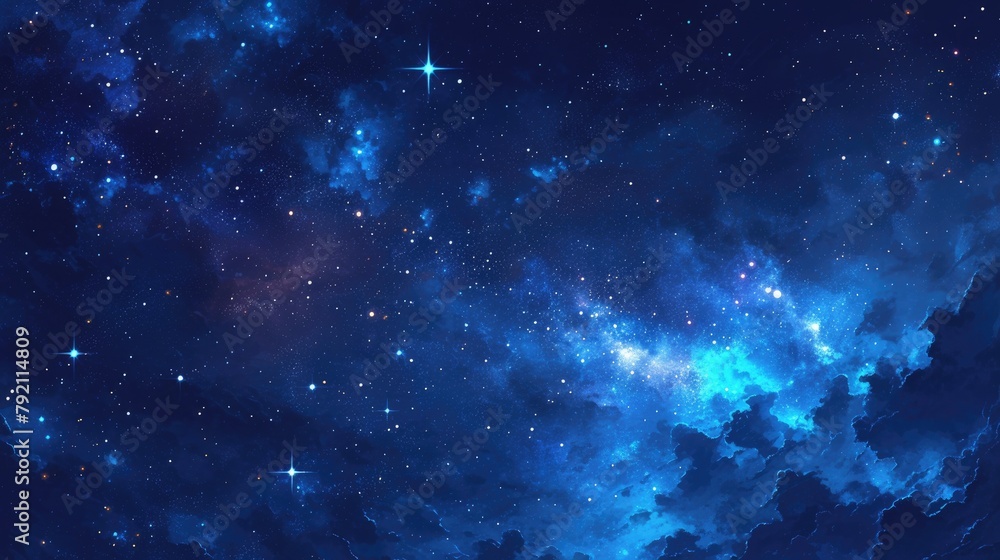 Poster a captivating 2d illustration of the vast expanse of outer space filled with a dazzling backdrop of 