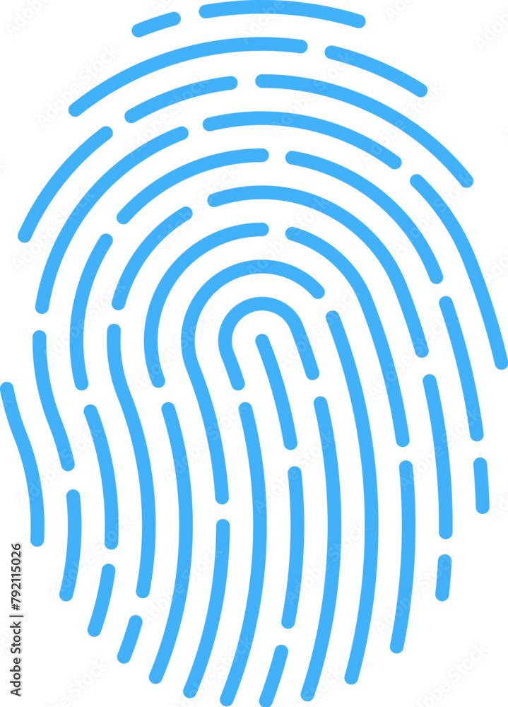 Poster fingerprint icon of biometric identification and identity verification, line vector. fingerprint rec