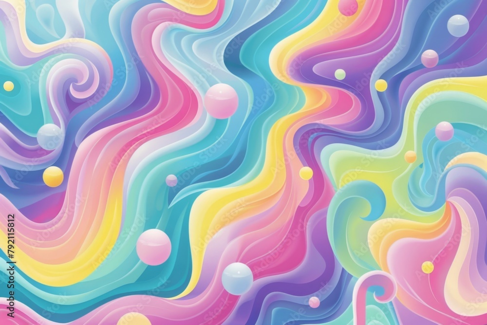Poster cartoon psychedelic background with colorful waves and swirls abstract pattern for a tshirt print de