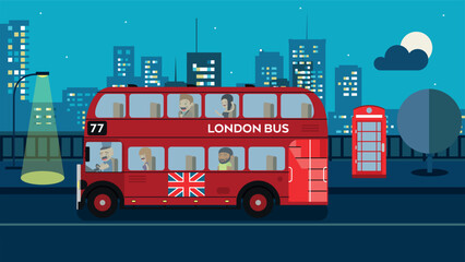 london bus vector for motion graphics - obrazy, fototapety, plakaty