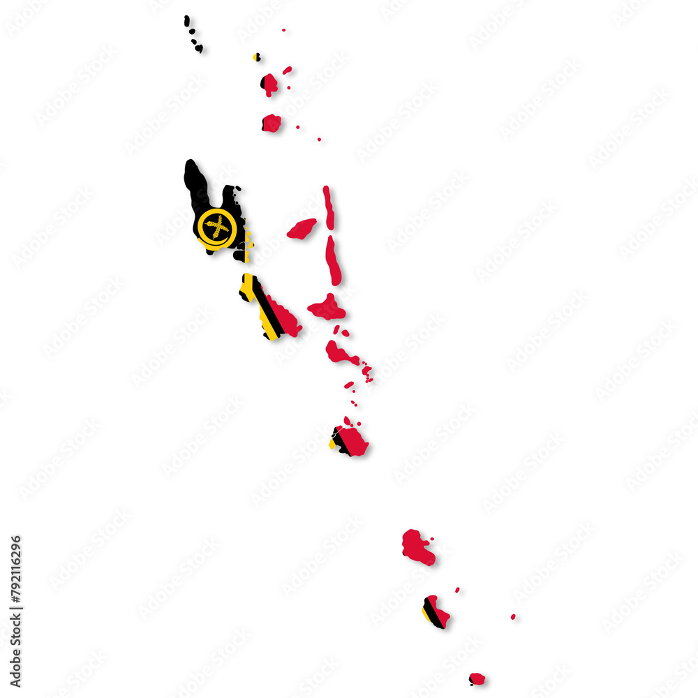 Poster vanuatu flag map with clipping path