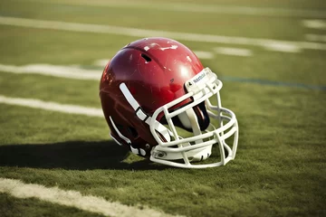 Foto op Canvas American football helmet on grass © George