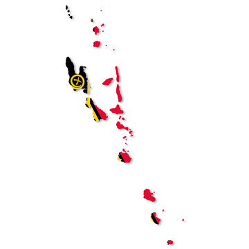 Vanuatu flag map with clipping path