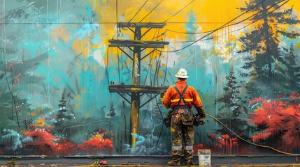 Greeting Card and Banner Design for Social Media or Educational Purpose of National Lineman Appreciation Day Background