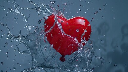 balloon red explosion water heart.

