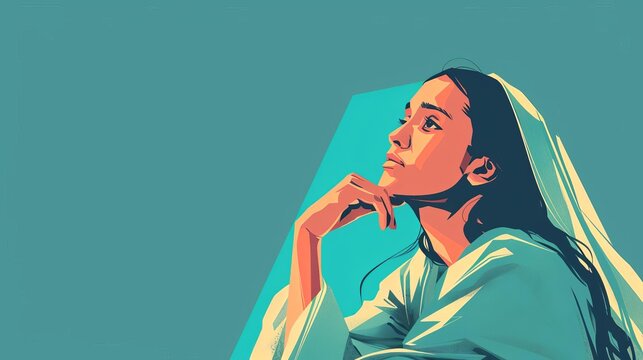 pensive biblical woman female character illustration inspired by religious stories