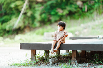 帰省する2歳の男の子