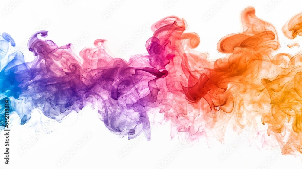 Poster vibrant burst of multicolored smoke clouds exploding against a white background abstract photography