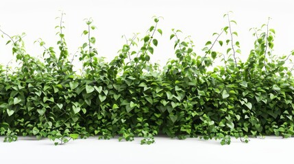 Obraz premium 3d render of lush green creeper plants isolated on white background realistic foliage and vines illustration