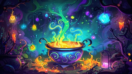 How many Cauldron the fun children s game comes with vibrant 2d illustrations and a printable worksheet - obrazy, fototapety, plakaty