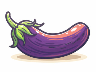 Colorful vector illustration of a single eggplant with a whimsical style.