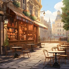 Street cafe in the old town of Riga, Latvia. 3D rendering