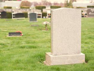Blank tombstone in cemetery - rest in peace.
