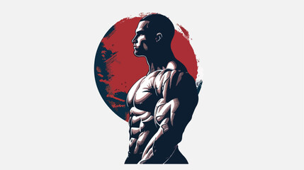 A man of muscles sport symbol logo design illustration