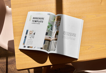 Mockup of vertical A4 paperback magazine with customizable pages - obrazy, fototapety, plakaty
