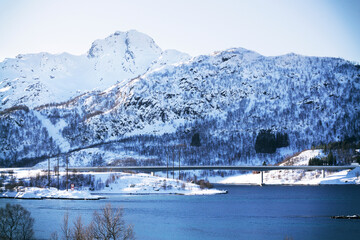 bridge against a beautiful Norwegian landscape