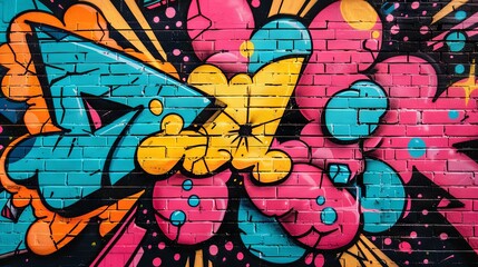 Graffiti on street brick wall concept drawing painting art wallpaper background