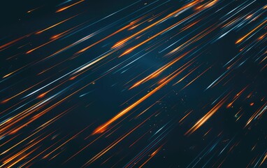 Obraz premium Abstract image of bright orange and white streaks of light over a dark blue background, creating a dynamic and energetic visual effect.