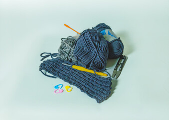 essential crafting tools, Yarn, Hooks, Scissors and Knitting.