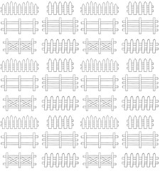 Vector seamless pattern of hand drawn sketch doodle outline fences isolated on white background