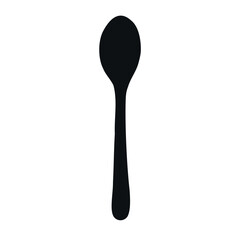 Vector hand drawn spoon silhouette isolated on white background