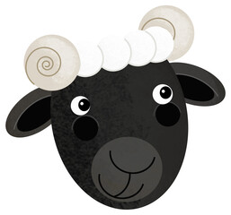 cartoon scene with happy and funny sheep farm animal isolated background illustration for children