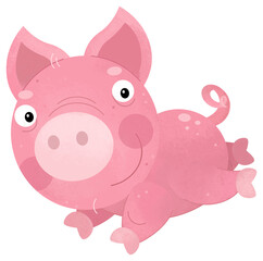 cartoon scene with happy little pig farm animal isolated background illustration for children